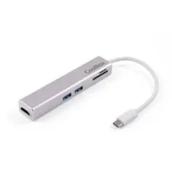 COOLBOX MINIDOCK 5 EN 1 USB-C A HDMI /2XUSB3.0/1XMICROSD/1XSDPD - 0.14M - COLOR GRIS METALIZADO