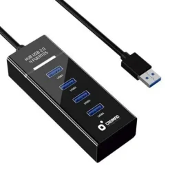 CROMAD CABLE USB 2.0 - LONGITUD 30CM - INDICADOR LED - VELOCIDAD DE TRANSFERENCIA 480 MBPS - 4 PUERTOS - SIN INSTALACION - COMPATIBLE CON TODOS LOS SISTEMAS OPERATIVOS - COLOR NEGRO