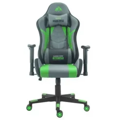 CROMAD SERIE PHOENIX SILLA GAMING - ALTURA REGULABLE CON PISTON DE GAS CLASE 2 - RECLINABLE HASTA 180º - COJINES LUMBAR Y CERVICAL - COLOR GRIS/VERDE/NEGRO