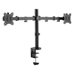 CROMAD SOPORTE DE MESA CON BRAZOS ARTICULADOS PARA 2 MONITORES DE 13-32 - GIRATORIO, INCLINABLE Y EXTENSIBLE - GESTION DE CABLES - PESO MAX. TOTAL 16KG - VESA 100X100MM