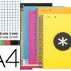 CUADERNO ESPIRAL LIDERPAPEL A4 MICRO ANTARTIK TAPA FORRADA 120H 100 GR CUADRO5MM 5 BANDAS 4 TALADROS COLORES SURTIDOS S