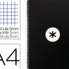 CUADERNO ESPIRAL LIDERPAPEL A4 MICRO ANTARTIK TAPA FORRADA 80H 90 GR CUADRO 5MM 1 BANDA 4 TALADROS NEGRO