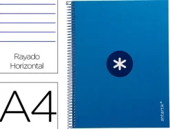 CUADERNO ESPIRAL LIDERPAPEL A4 MICRO ANTARTIK TAPA FORRADA80H 90 GR HORIZONTAL 1 BANDA 4 TALADROS COLOR AZUL OSCURO