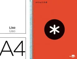 CUADERNO ESPIRAL LIDERPAPEL A4 MICRO ANTARTIK TAPA FORRADA 120H 100 GR LISO CON BANDAS 4 TALADROS COLOR ROJO