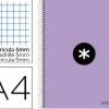 CUADERNO ESPIRAL LIDERPAPEL A4 ANTARTIK TAPA DURA 80H 100 GR CUADRO 5MM COLOR LAVANDA