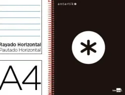 CUADERNO ESPIRAL LIDERPAPEL A4 MICRO ANTARTIK TAPA FORRADA 120H 100 GR HORIZONTAL 5 BANDAS 4 TALADROS COLOR NEGRO