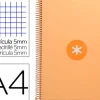 CUADERNO ESPIRAL LIDERPAPEL A4 MICRO ANTARTIK TAPA FORRADA 80H 90 GR CUADRO 5MM 1 BANDA 4 TALADROS AMARILLO CL