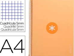 CUADERNO ESPIRAL LIDERPAPEL A4 MICRO ANTARTIK TAPA FORRADA 80H 90 GR CUADRO 5MM 1 BANDA 4 TALADROS AMARILLO CL