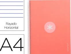 CUADERNO ESPIRAL LIDERPAPEL A4 MICRO ANTARTIK TAPA FORRADA80H 90 GR HORIZONTAL 1 BANDA 4 TALADROS COLOR ROSA CLARO