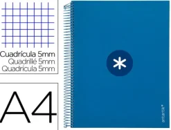 CUADERNO ESPIRAL LIDERPAPEL A4 MICRO ANTARTIK TAPA FORRADA120H 100 GR CUADRO 5MM 5 BANDA4 TALADROS COLOR AZUL OSCURO