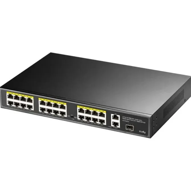 CUDY FS1026PS1 SWITCH GIGABIT DE 24 PUERTOS POE+ DE 10/100 MBITS + 2 PUERTO DE ENLACE ASCENDENTE GIGABIT + 1 RANURA SFP DE 1,25 GBPS