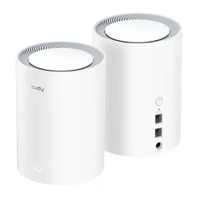 CUDY M1800 PACK DE 2 SISTEMAS WIFI 6 MESH AX1800 DUAL BAND - 1201MBPS EN 5GHZ, 574MBPS EN 2,4GHZ - 1X PUERTO LAN 1000/100/10MBPS, 1X PUERTO WAN 1000/100/10MBPS - 4 ANTENAS INTERNAS