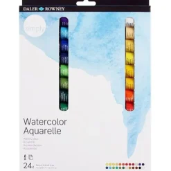 DALER ROWNEY SIMPLY PACK DE 24 ACUARELAS - SE HUMEDECEN FACILMENTE - 12ML - COLORES SURTIDOS