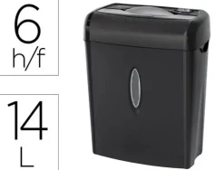DESTRUCTORA DE DOCUMENTOS Q-CONNECT KF17970 CAPACIDAD DE CORTE 6 H DESTRUYE GRAPAS CLIPS Y TARJETAS PAPELERA 14L
