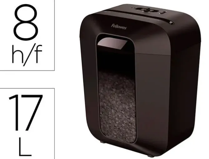DESTRUCTORA DE DOCUMENTOS FELLOWES LX-41 CAPACIDAD 8H SEGURIDAD P4 DESTRUYE GRAPAS CLIPS Y TARJETA PAPELERA 17 L