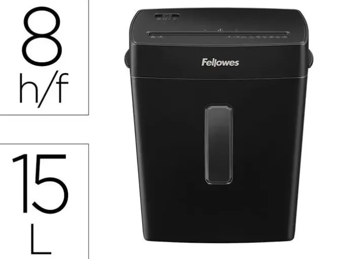 DESTRUCTORA DE DOCUMENTOS FELLOWES P-42C CAPACIDAD 8H SEGURIDAD P4 GRAPAS Y TARJETAS PAPELERA 15 L
