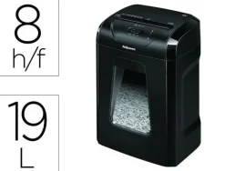 DESTRUCTORA DE DOCUMENTOS FELLOWES 12C CAPACIDAD 8H SEGURIDAD P4 GRAPAS CLIPS Y TARJETAS PAPELERA 19 L