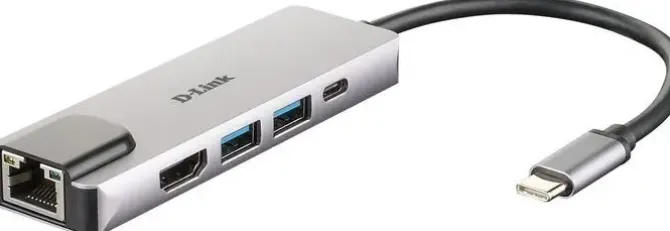D-LINK HUB USB?C 5 EN 1 2 PUERTOS USB 3.0 + 1 HDMI + 1 RJ45 - PLUG & PLAY