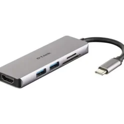 D-LINK HUB USB-C 5 EN 1 LECTOR SD, MICROSD, HDMI 4K, 2X USB 3.0