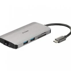 D-LINK HUB USB-C 8 EN 1 LECTOR SD, MICROSD, HDMI 4K, USB-C, RJ45, 3X USB 3.0
