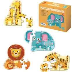 DOHE PACK DE 4 PUZZLES PARA NIÑOS DE 6 PIEZAS - TEMATICA ANIMALES - DOBLE CAPA DE CARTON - CAPA INTERMEDIA DE CONTRACHAPADO - ESTIMULA IMAGINACION - A PARTIR DE 2 AÑOS