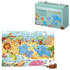 DOHE PUZZLE INFANTIL DE 36 PIEZAS - TEMATICA ANIMALES - FABRICADO EN DOBLE CAPA DE CARTON - CAPA INTERMEDIA DE CONTRACHAPADO - ESTIMULA LA IMAGINACION