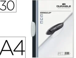 DURABLE SWINGCLIP 30 CARPETA DE PLASTICO CON PINZA GIRATORIA - TAMAÑO A4 - CAPACIDAD HASTA 30 HOJAS - PINZA DE COLOR BLANCO