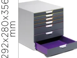 DURABLE VARICOLOR 7 CAJONERA DE 7 CAJONES - 3 CAJONES ALTOS Y 4 CAJONES BAJOS - DESLIZAMIENTO SILENCIOSO - CON VENTANAS TRANSPARENTES DE ROTULACION - BASES ANTIDESLIZANTES - COLOR GRIS
