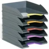 DURABLE VARICOLOR TRAY SET A4 JUEGO DE 5 BANDEJAS PORTADOCUMENTOS - APILABLES EN VERTICAL Y ESCALONADAMENTE - ZONAS DE AGARRE EN DISTINTOS COLORES - COLOR GRIS OSCURO