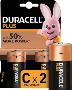 DURACELL PILAS ALCALINAS C PLUS LR14 1.5V - 2 UNIDADES