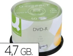 DVD-R Q-CONNECT CAPACIDAD 4,7GB DURACION 120MIN VELOCIDAD 16X BOTE DE 50 UNIDADES