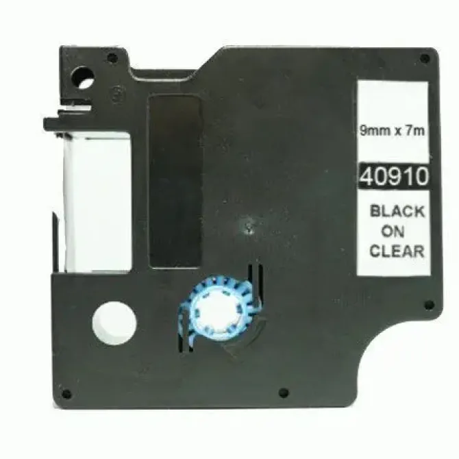 DYMO D1 40910 CINTA DE ETIQUETAS GENERICA PARA ROTULADORA - TEXTO NEGRO SOBRE FONDO TRANSPARENTE - ANCHO 9MM X 7 METROS - REEMPLAZA S0720670