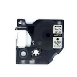 DYMO D1 45010 CINTA DE ETIQUETAS GENERICA PARA ROTULADORA - TEXTO NEGRO SOBRE FONDO TRANSPARENTE - ANCHO 12MM X 7 METROS - REEMPLAZA S0720500
