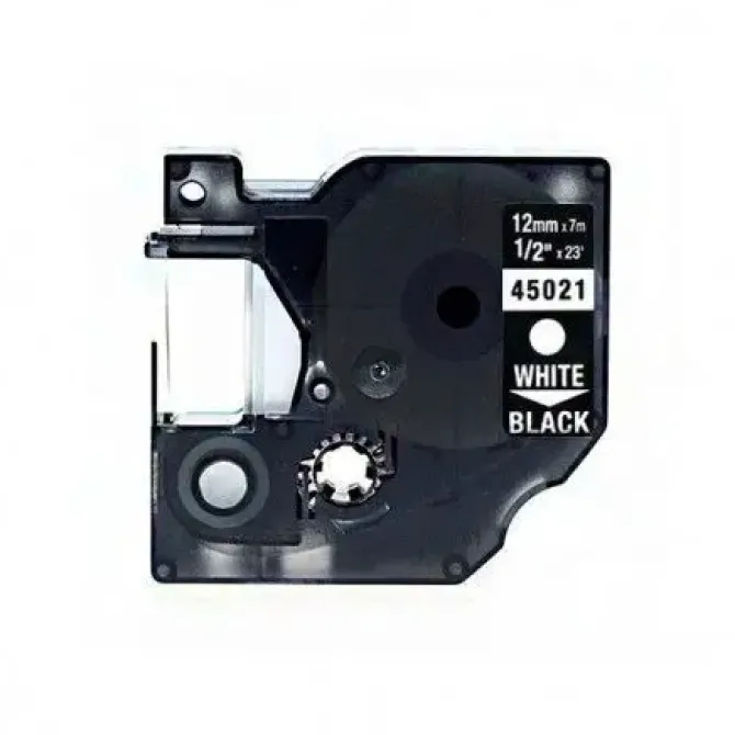 DYMO D1 45021 CINTA DE ETIQUETAS GENERICA PARA ROTULADORA - TEXTO BLANCO SOBRE FONDO NEGRO - ANCHO 12MM X 7 METROS - REEMPLAZA S0720610