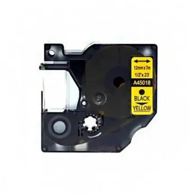 DYMO D1 45018 CINTA DE ETIQUETAS GENERICA PARA ROTULADORA - TEXTO NEGRO SOBRE FONDO AMARILLO - ANCHO 12MM X 7 METROS - REEMPLAZA S0720580