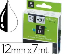 DYMO D1 45013 CINTA DE ETIQUETAS ORIGINAL PARA ROTULADORA - TEXTO NEGRO SOBRE FONDO BLANCO - ANCHO 12MM X 7 METROS - S0720530