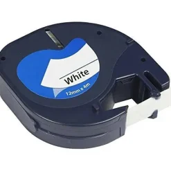 DYMO LETRATAG S0721510 CINTA DE ETIQUETAS GENERICA PARA ROTULADORA - TEXTO NEGRO SOBRE FONDO BLANCO - ANCHO 12MM X 4 METROS (91200)