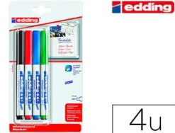 EDDING 661 PACK DE 4 ROTULADORES PARA PIZARRA BLANCA - PUNTA REDONDA - TRAZO ENTRE 1 Y 2 MM. - TINTA PIGMENTADA - BORRABLE EN SECO - CUATRO COLORES