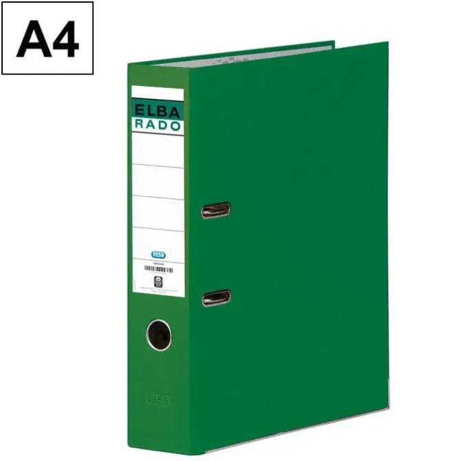 ELBA ARCHIVADOR RADO-CHIC VERDE 80MM A4 CON CANTONERAS CARTON FORRADO PLASTICO REF.1047702