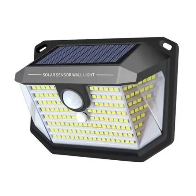 ELBAT APLIQUE SOLAR LED 150LM CON 3 CARAS DE ILUMINACION - SENSOR DE MOVIMIENTO - PANEL SOLAR INTEGRADO 5.5V, 0.33W - BATERIA 3.7V, 1200MAH