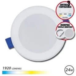 ELBAT DOWNLIGHT CIRCULAR 24W - 1920LM - SELECTOR 3 TEMPERATURAS + SOBREPARED - COLOR BLANCO