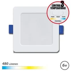 ELBAT DOWNLIGHT CUADRADO 6W - 480LM - SELECTOR 3 TEMPERATURAS - COLOR BLANCO