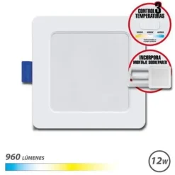 ELBAT DOWNLIGHT CUADRADO 12W - 960LM - SELECTOR 3 TEMPERATURAS+SOBREPARED - COLOR BLANCO