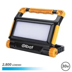 ELBAT FOCO RECARGABLE 30W - LUZ FRIA, 6000K - 2800 LUMENES - BATERIA 3.7V / 8000MAH - RECARGABLE CON CABLE USB - CABLE DE CARGA TIPO C INCLUIDO - 3 MODOS DE TRABAJO - COLOR NEGRO