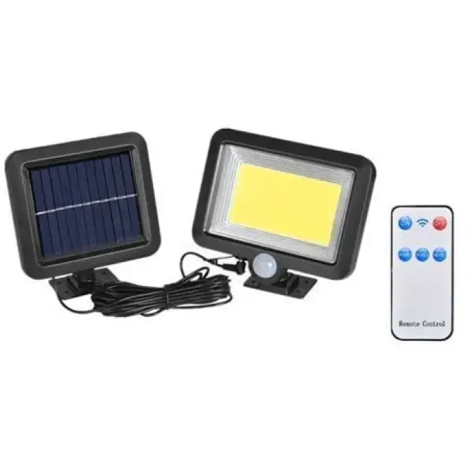 ELBAT FOCO SOLAR + MANDO - 1000LM - LUZ FRIA 6500K - SENSOR DE MOVIMIENTO - BATERIA 1200MAH
