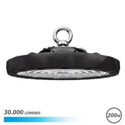 ELBAT LAMPARA LED UFO DE TECHO - POTENCIA: 200W - LUMENES: 30000 - LUZ FRIA: 6500K - AC 100-240V - DIAMETRO: 32,8CM - ANGULO AJUSTABLE - COLOR NEGRO