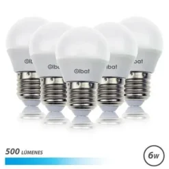 ELBAT PACK 5 BOMBILLAS LED G45 - 6W - 500LM - E27 - LUZ FRIA - COLOR BLANCO