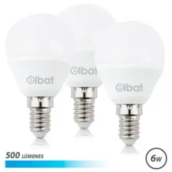 ELBAT PACK DE 3 BOMBILLAS LED G45 DE 6W - 500LM - BASE E14 - LUZ FRIA