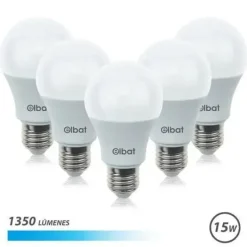 ELBAT PACK DE 5 BOMBILLAS LED A60 15W E27 1350LM - 6500K LUZ FRIA
