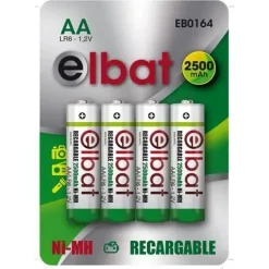 ELBAT PACK DE 4 PILAS RECARGABLES LR6 AA 2500MAH